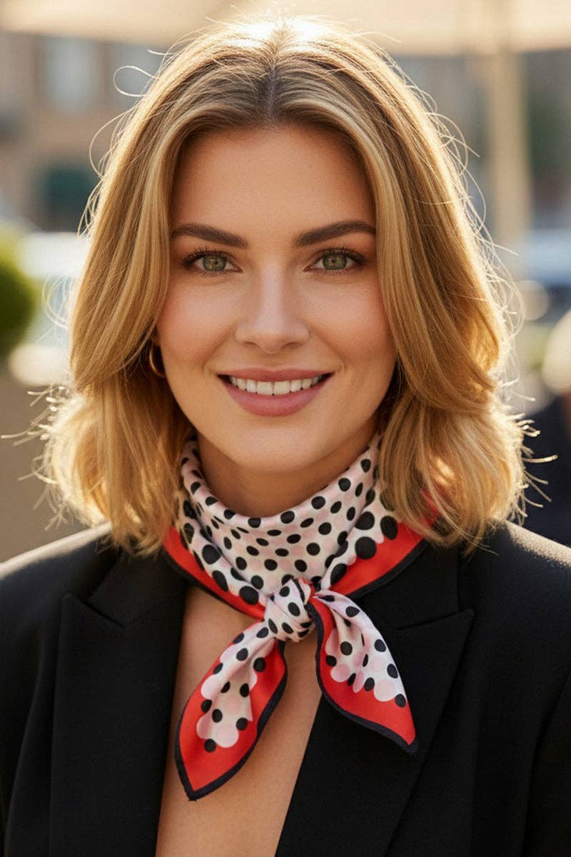 Forward Motion Red Dots Square Satin Scarf