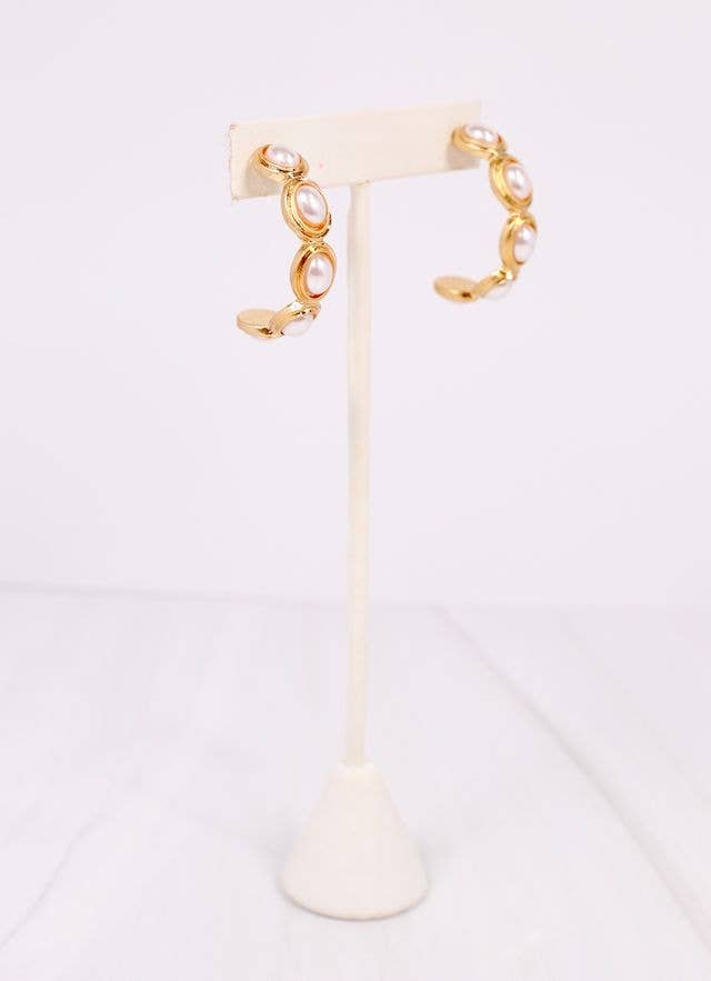 Vintage Pearl Hoop Earring