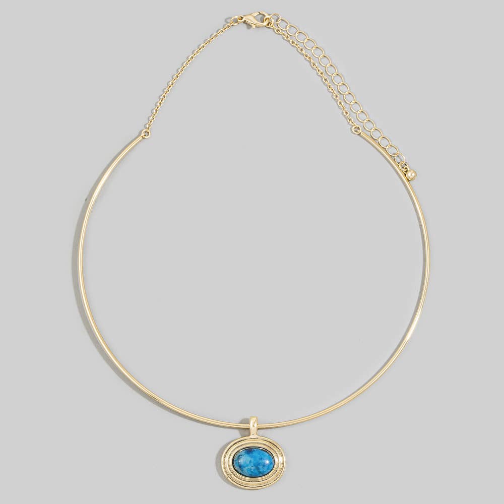 Oval Stone Pendant Choker