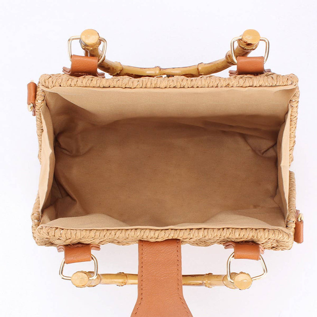 Straw Bag with Bamboo Handle