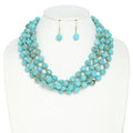 MULTI STRAND NATURAL GEMSTONE BEADED NECKLACE