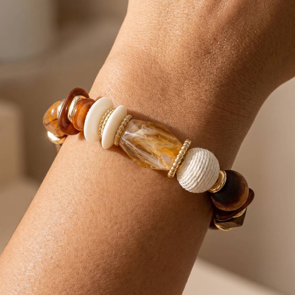 Chunky Wood Bead Stretch Bracelet