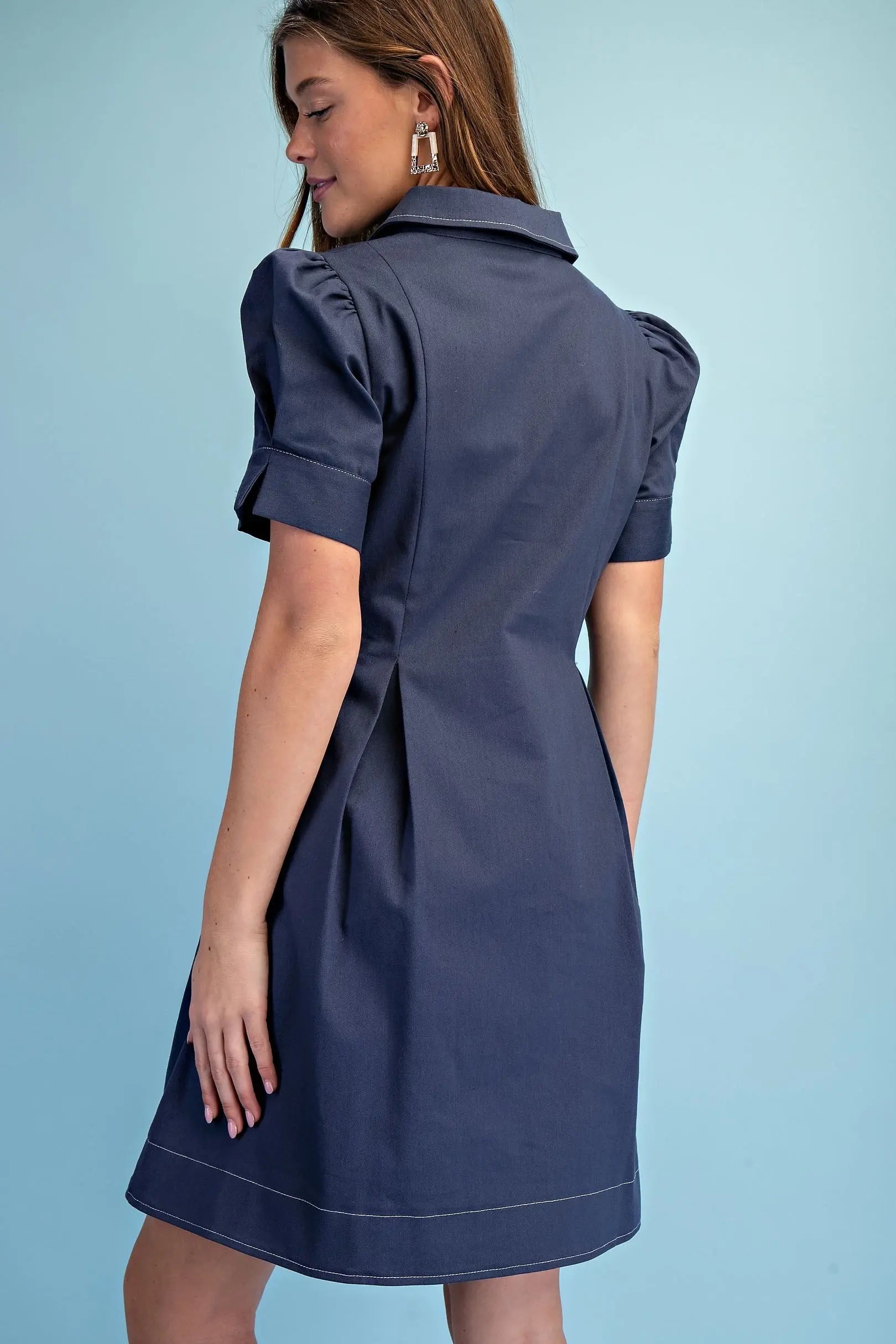 Collared Mini Dress in Navy