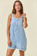 Tencel Denim Front button Closure Romper