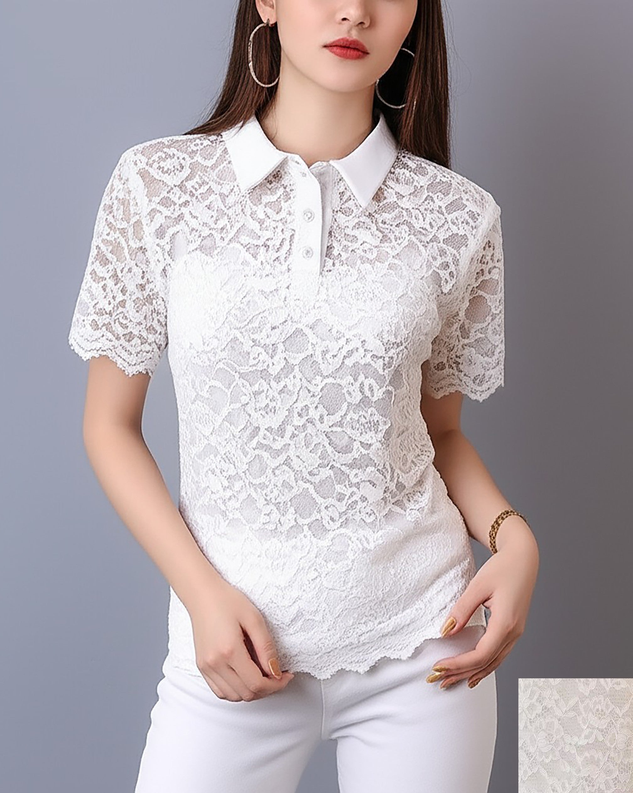 Flower Lace Sheer Top