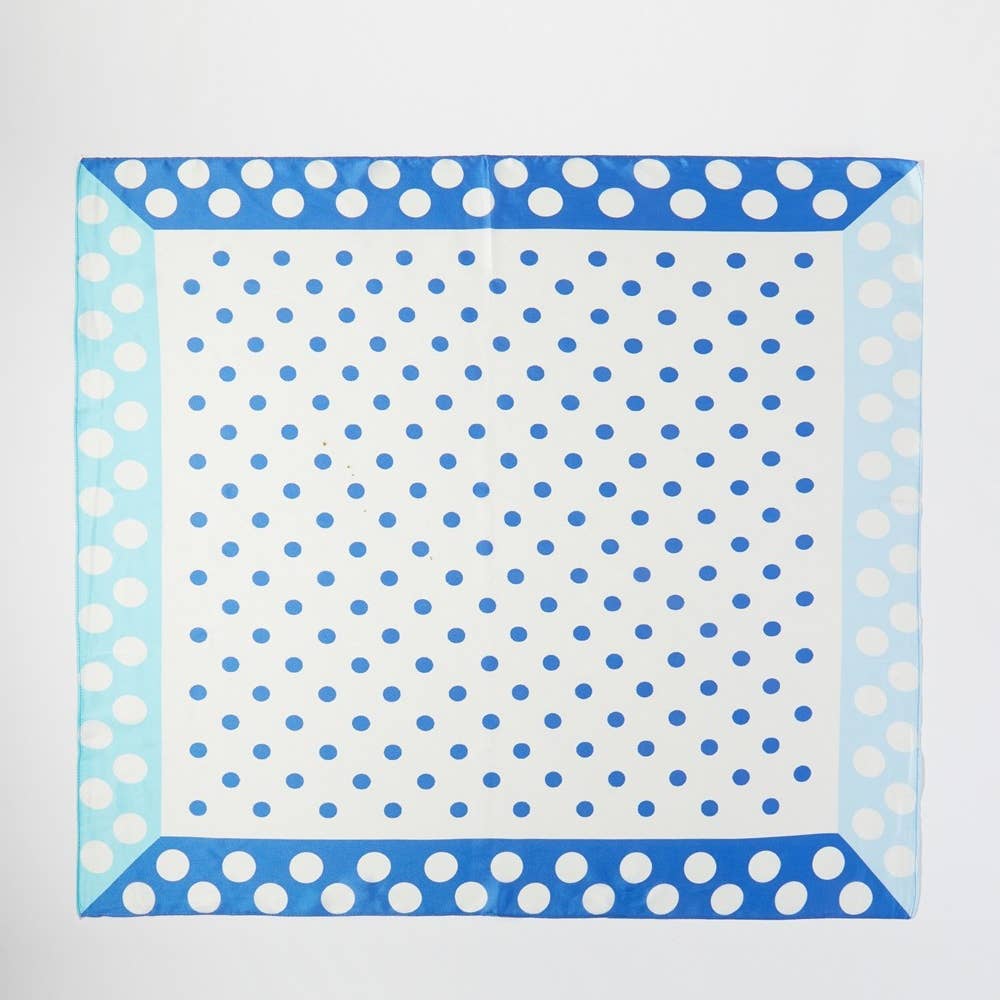 Contrasting Border Polka Dot Square Bandana Scarf: BL