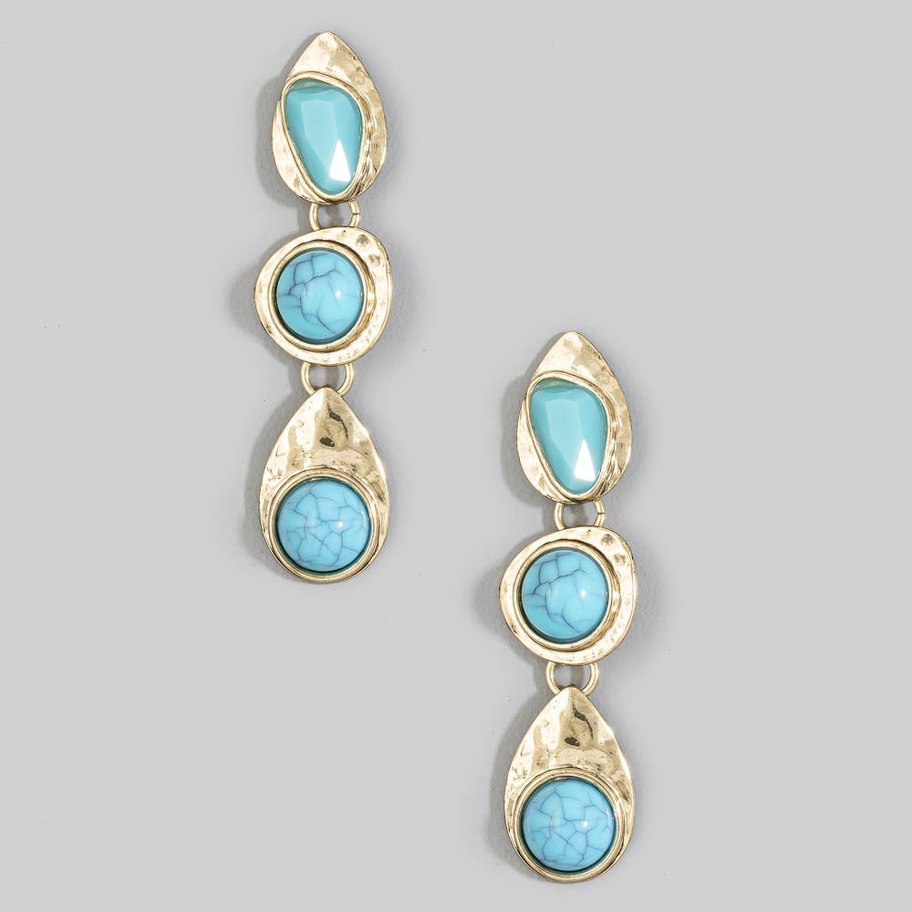 Triple Tier Turquoise Drop Earrings