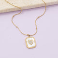Mother Of Pearl Crystal Heart Pendant Necklace