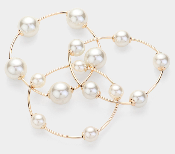 3PCS - Pearl Stretch Multi Layered Bracelets