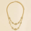 Layered Hammered Oval Station Necklace