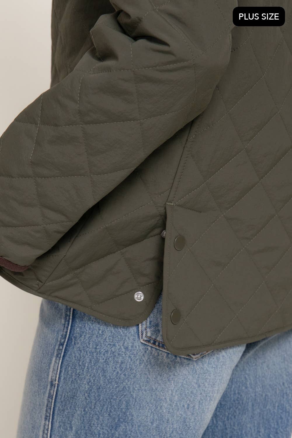 Quilted Jacket - Plus Size: Black