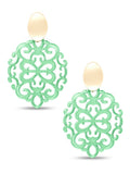 Damask Pattern Resin Drop Earring: Mint