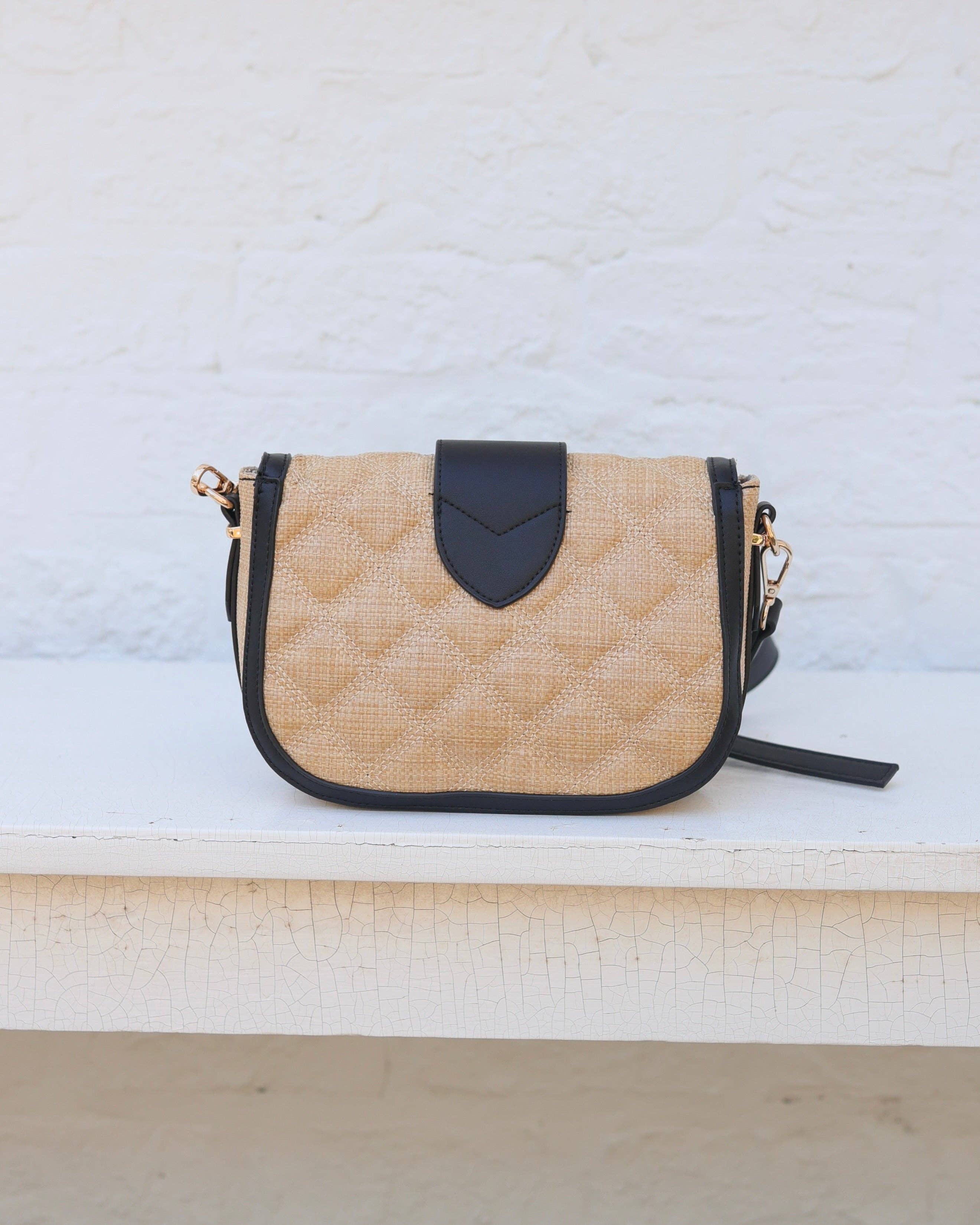 Griffin Crossbody Bag Natural and Black
