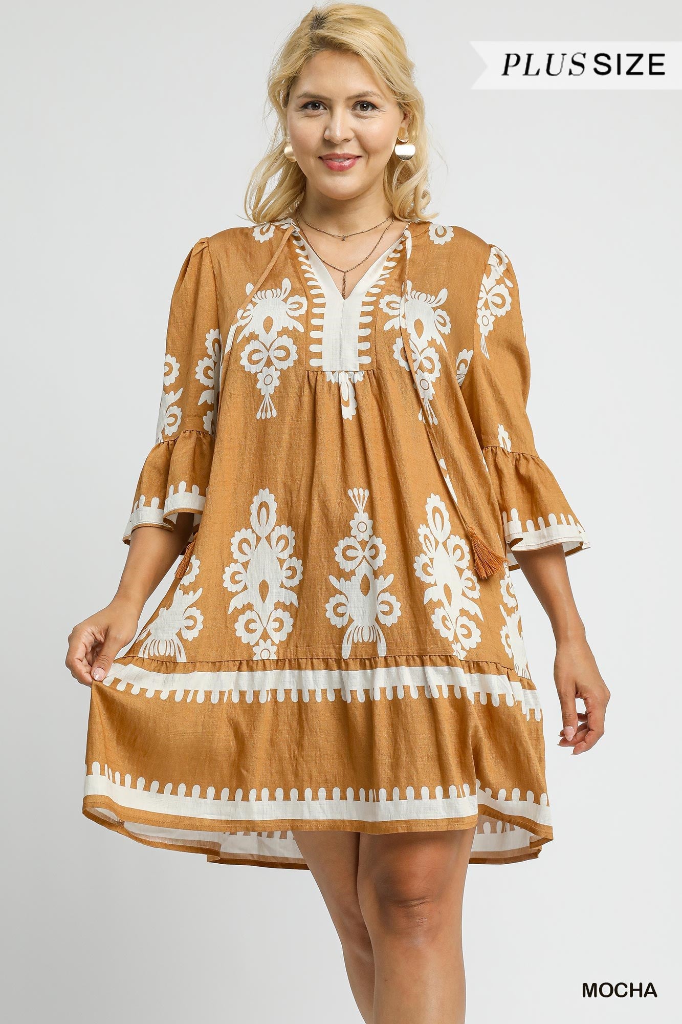 Mocha Muse Embroidered Dress