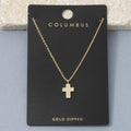 Gold Dipped Cz Pave Cross Necklace
