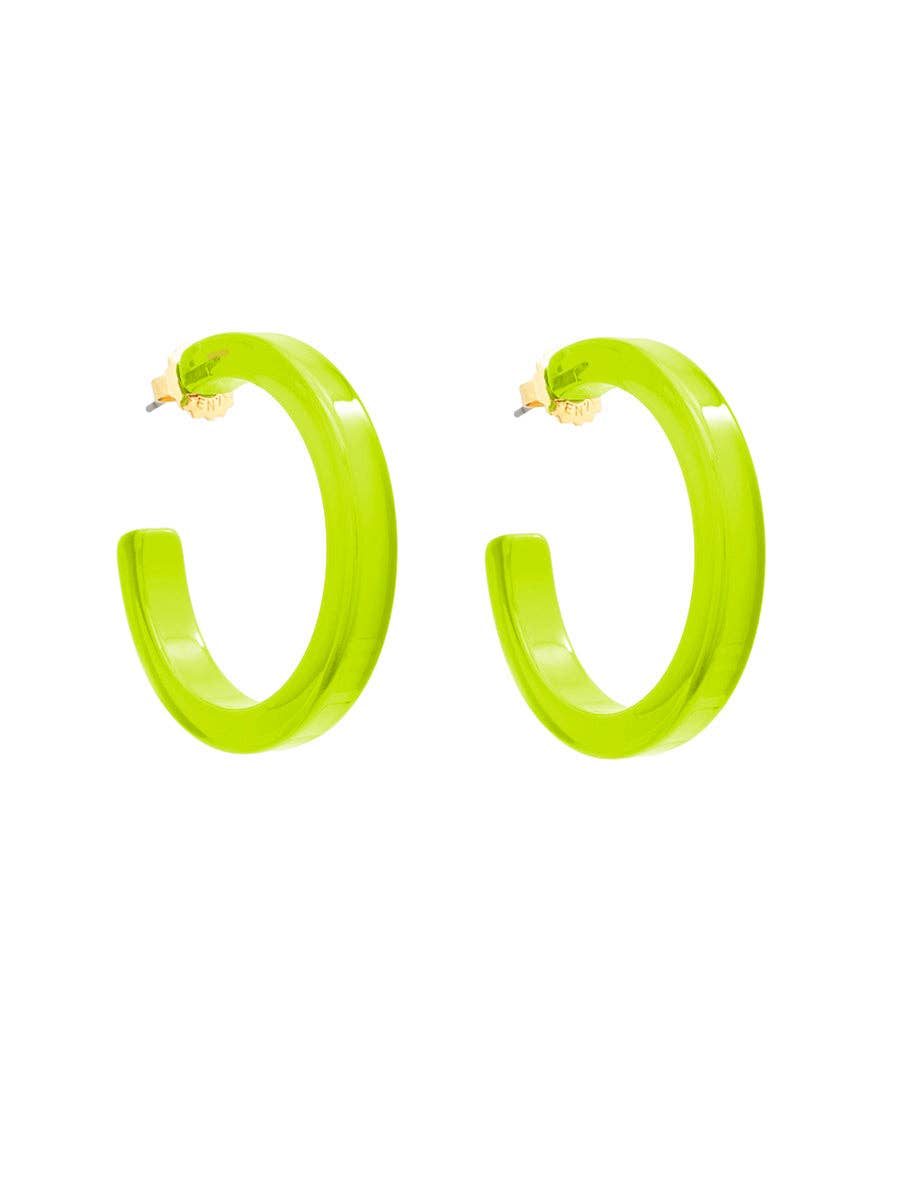 Resin Open Hoop Earring: LIME