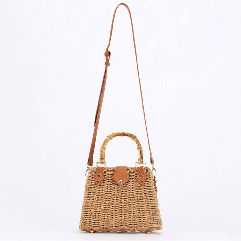 Straw Bag with Bamboo Handle