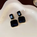 Geometric Drop Earrings- Black