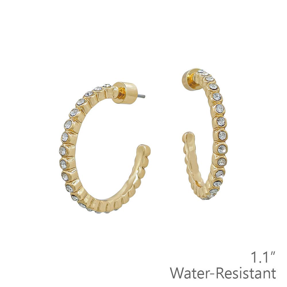 Golden Halo Pave Hoop Earrings