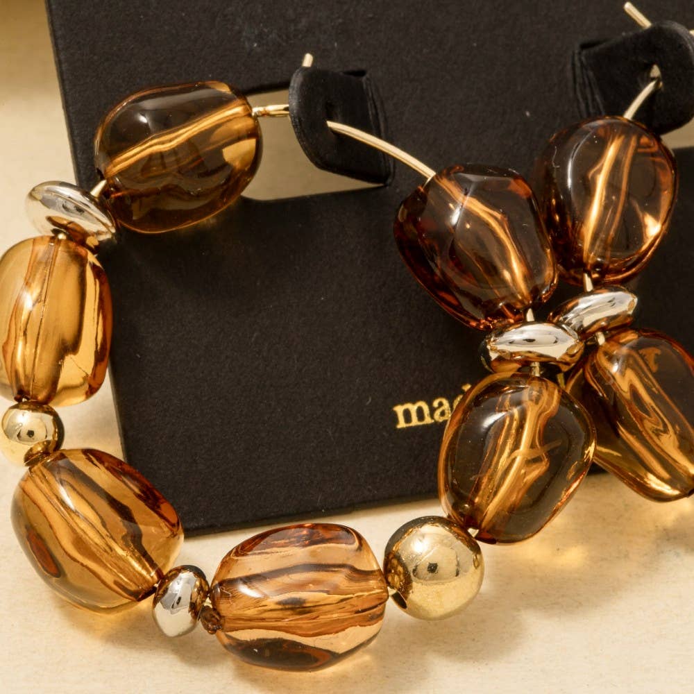 Clear Acrylic Bead Hoop Earrings