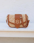 Griffin Crossbody Bag Natural and Saddle