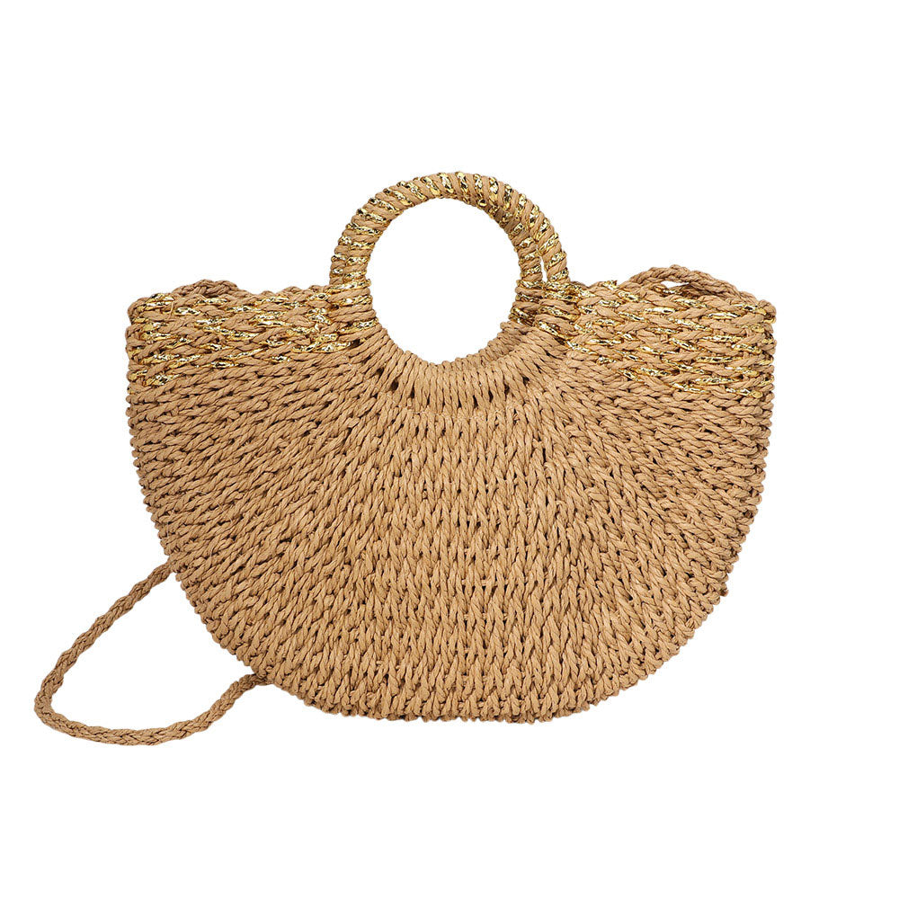 Weave Round Handle Straw Handbag / Crossbody Bag