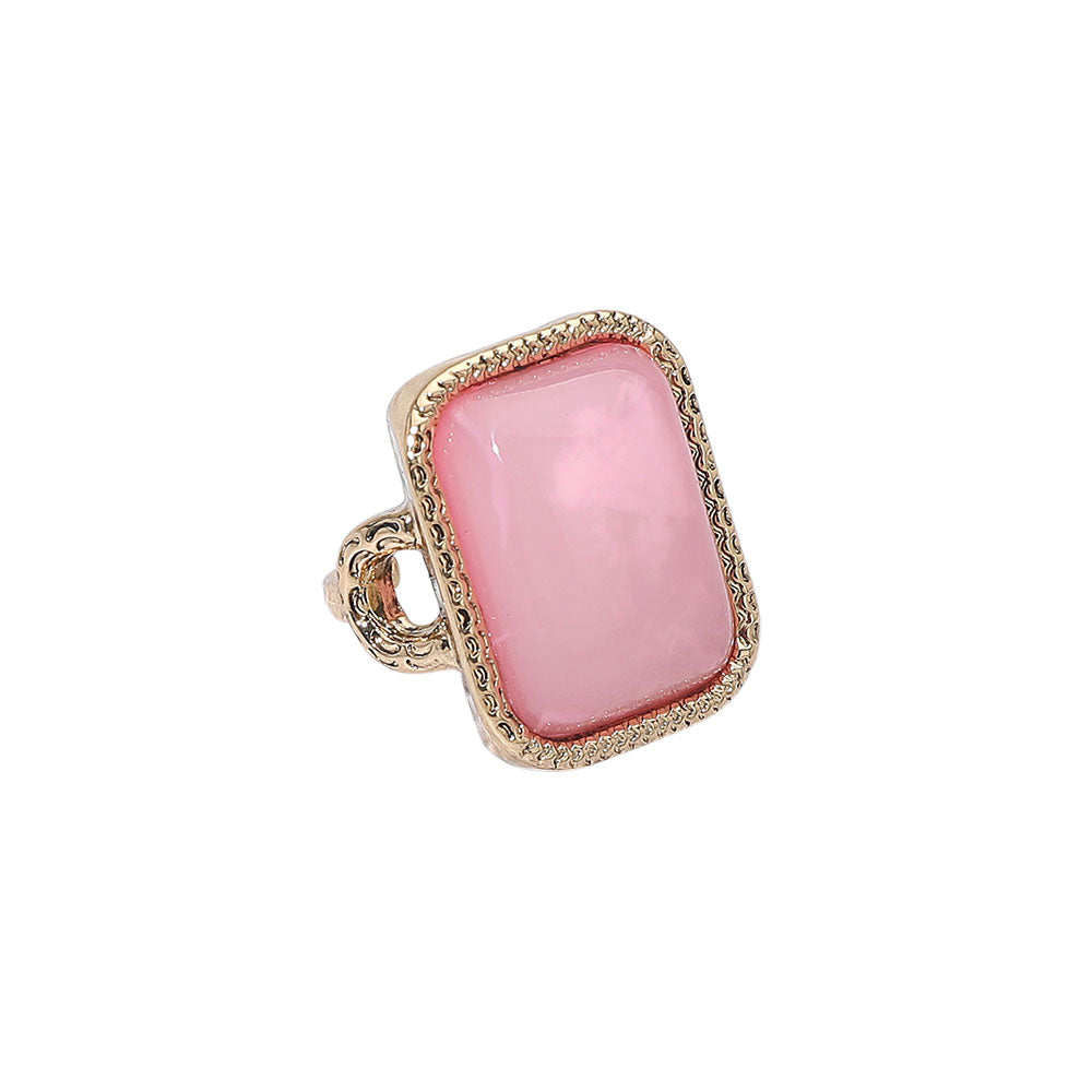 Vintage Inspired Adjustable Rectangular Stone Accent Ring
