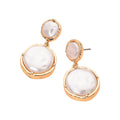 Pearl Double Disc Cluster Drop Dangle Earrings