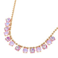 Cushion Round Stone Link Evening Necklace - Lavender