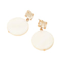 Round Mother of Pearl Disc Drop Dangle Earrings