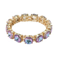 Round Stone Cluster Beaded Stretch Bracelet - Lavender