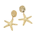 Hammered Metal Starfish Drop Dangle Earrings
