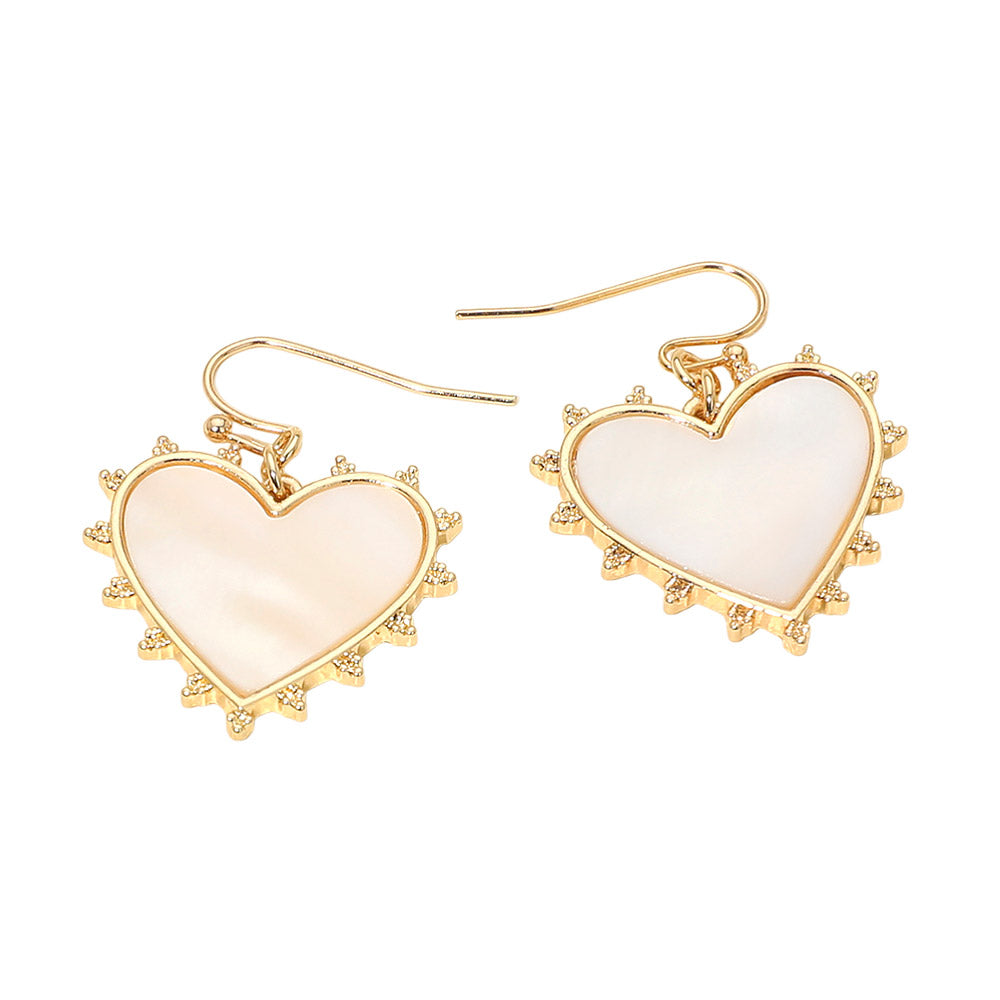 Mother of Pearl Heart Drop Earrings