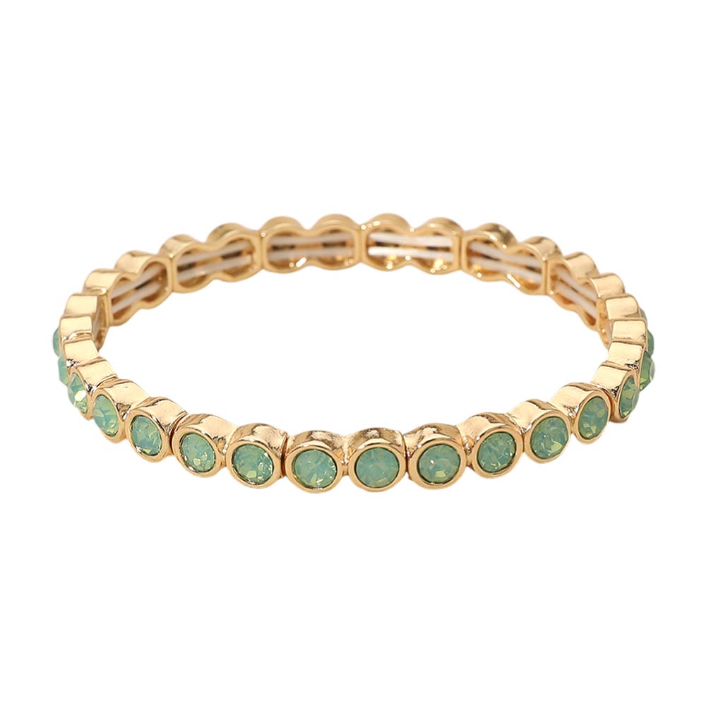Stone Bezel Stretch Bracelet - Mint