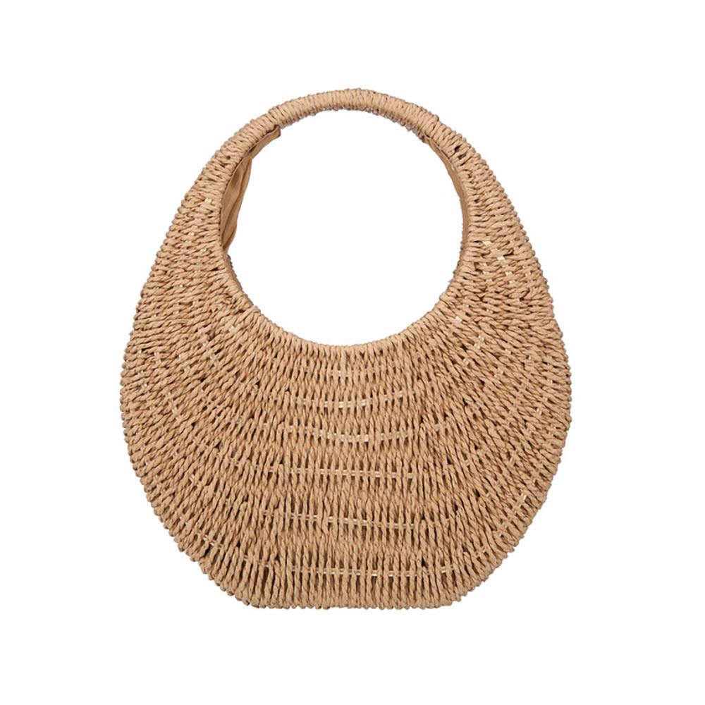 Structured Crescent Woven Handbag
