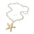 Starfish Pendant Layered Long Statement Necklace