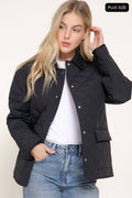 Quilted Jacket - Plus Size: Black