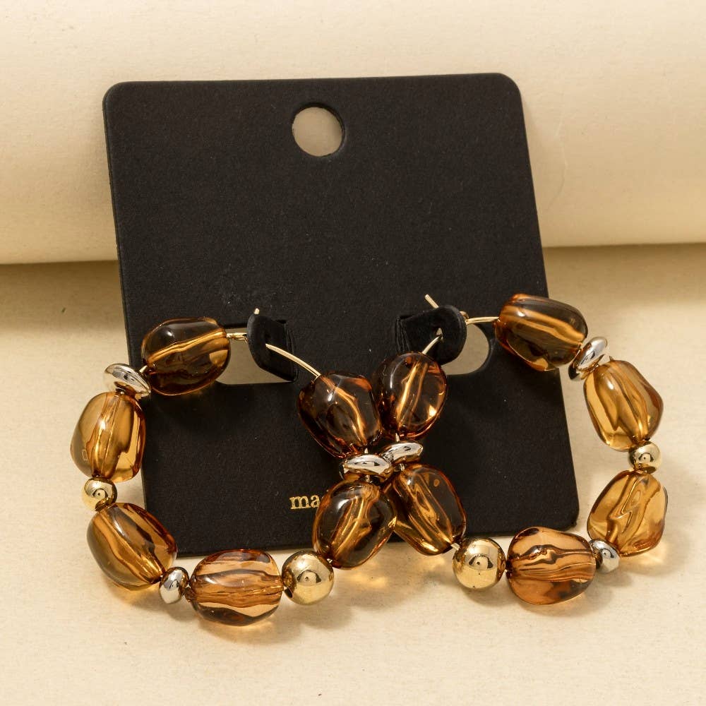 Clear Acrylic Bead Hoop Earrings