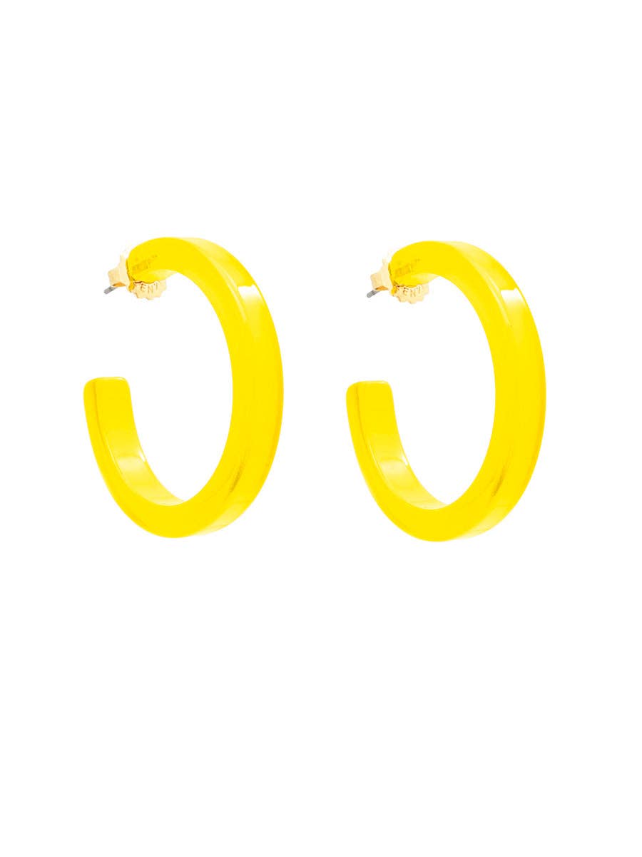 Medium Resin Open Hoop Earring: YLW