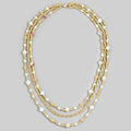 Triple Strand Semi Precious Stone Rope Chain Necklace: Aqua
