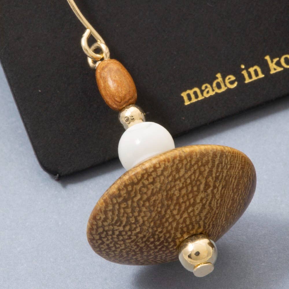 Wood Bead Drop Earrings