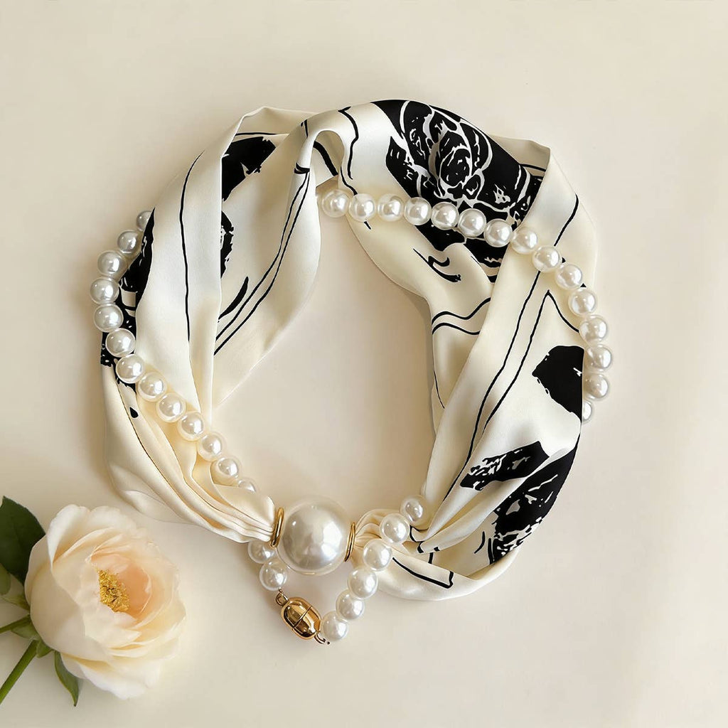 Pearl layered Scarf Necklace