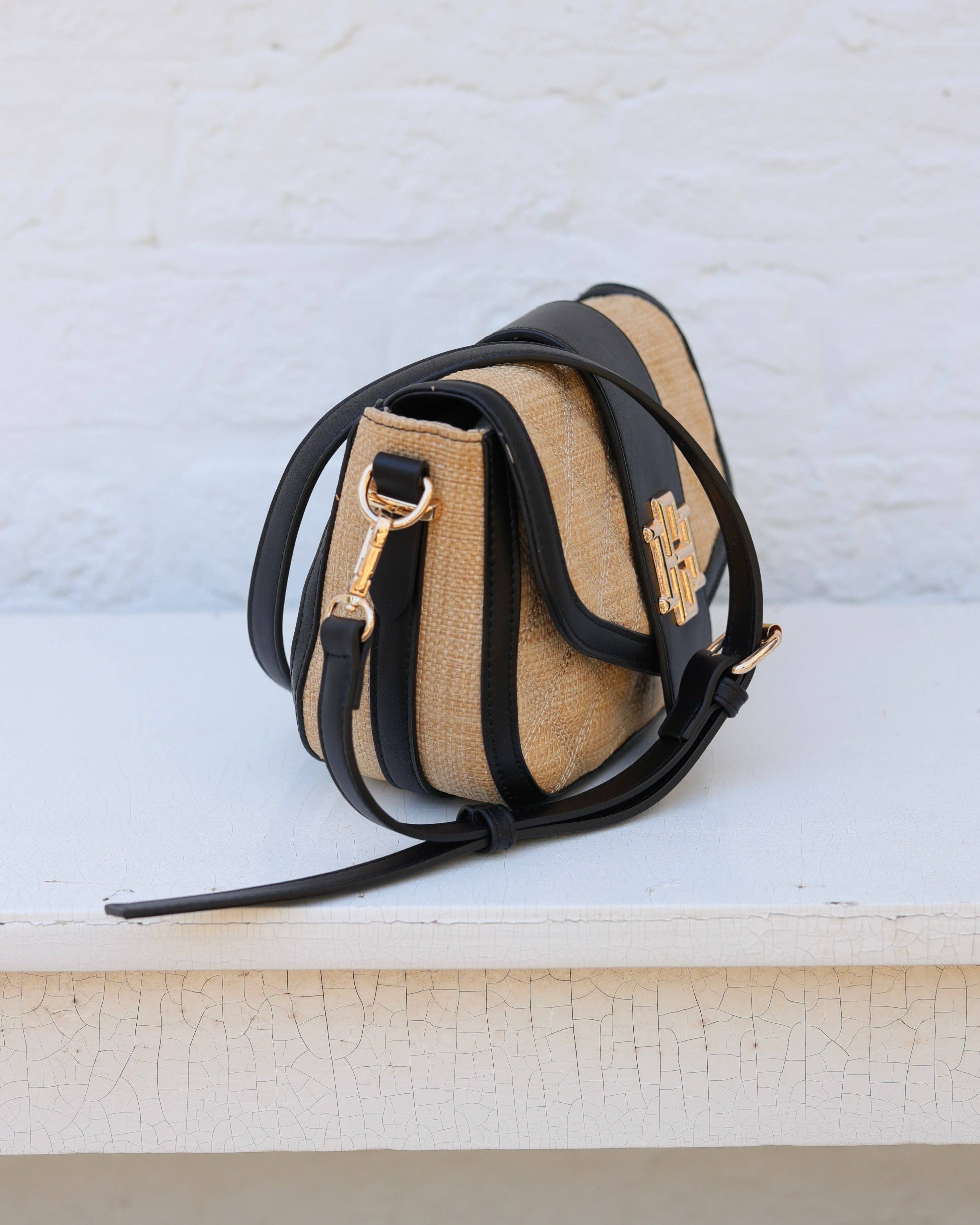 Griffin Crossbody Bag Natural and Black