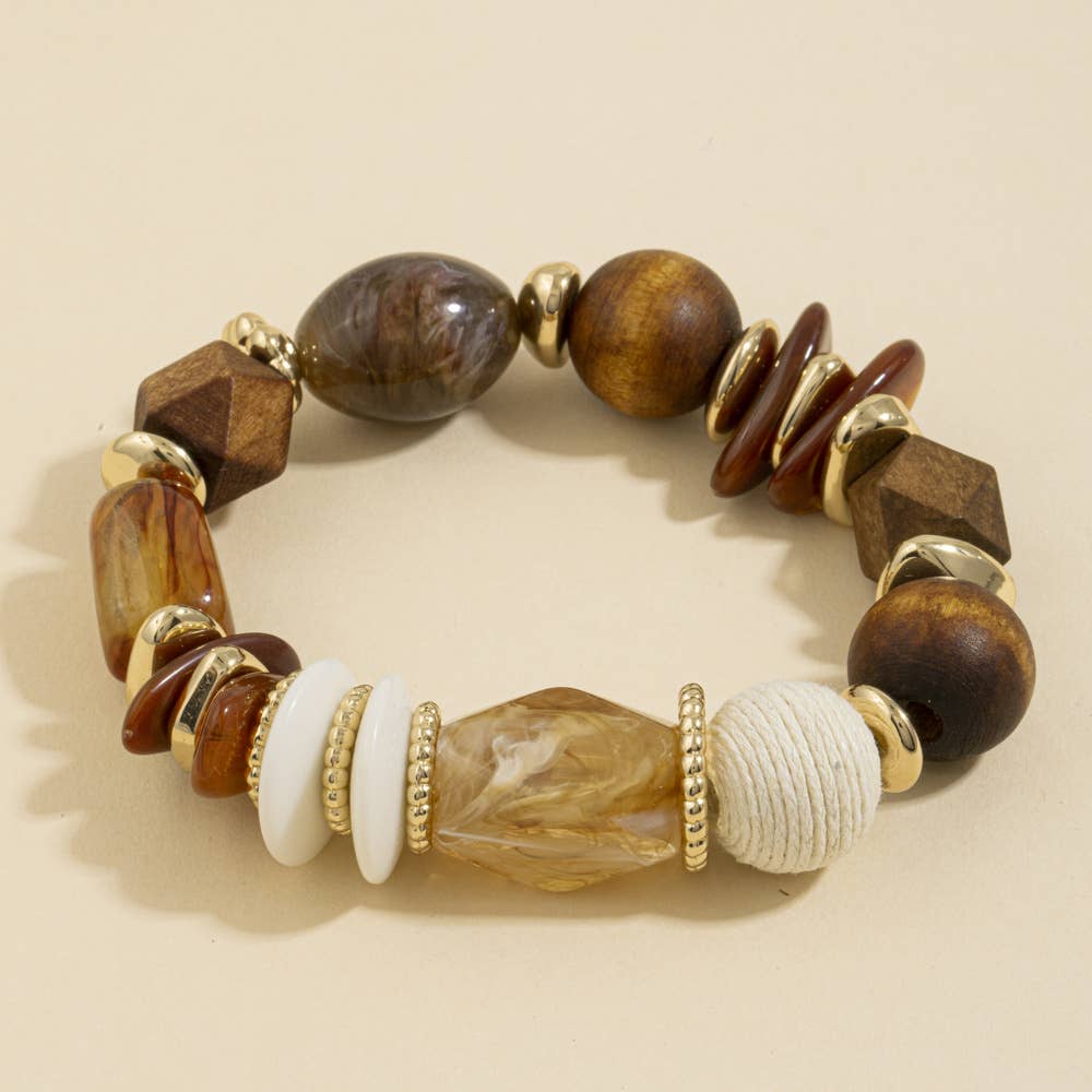 Chunky Wood Bead Stretch Bracelet