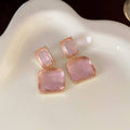 Geometric Drop Earrings - Pink