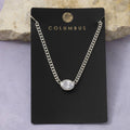 Silver Oval Bezel CZ Necklace