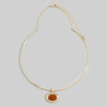 Oval Stone Pendant Collar Necklace: Brown