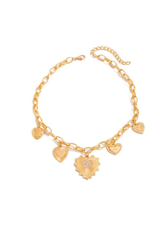 Amy Heart Charm Necklace- Gold