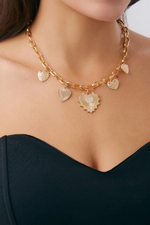 Amy Heart Charm Necklace- Gold