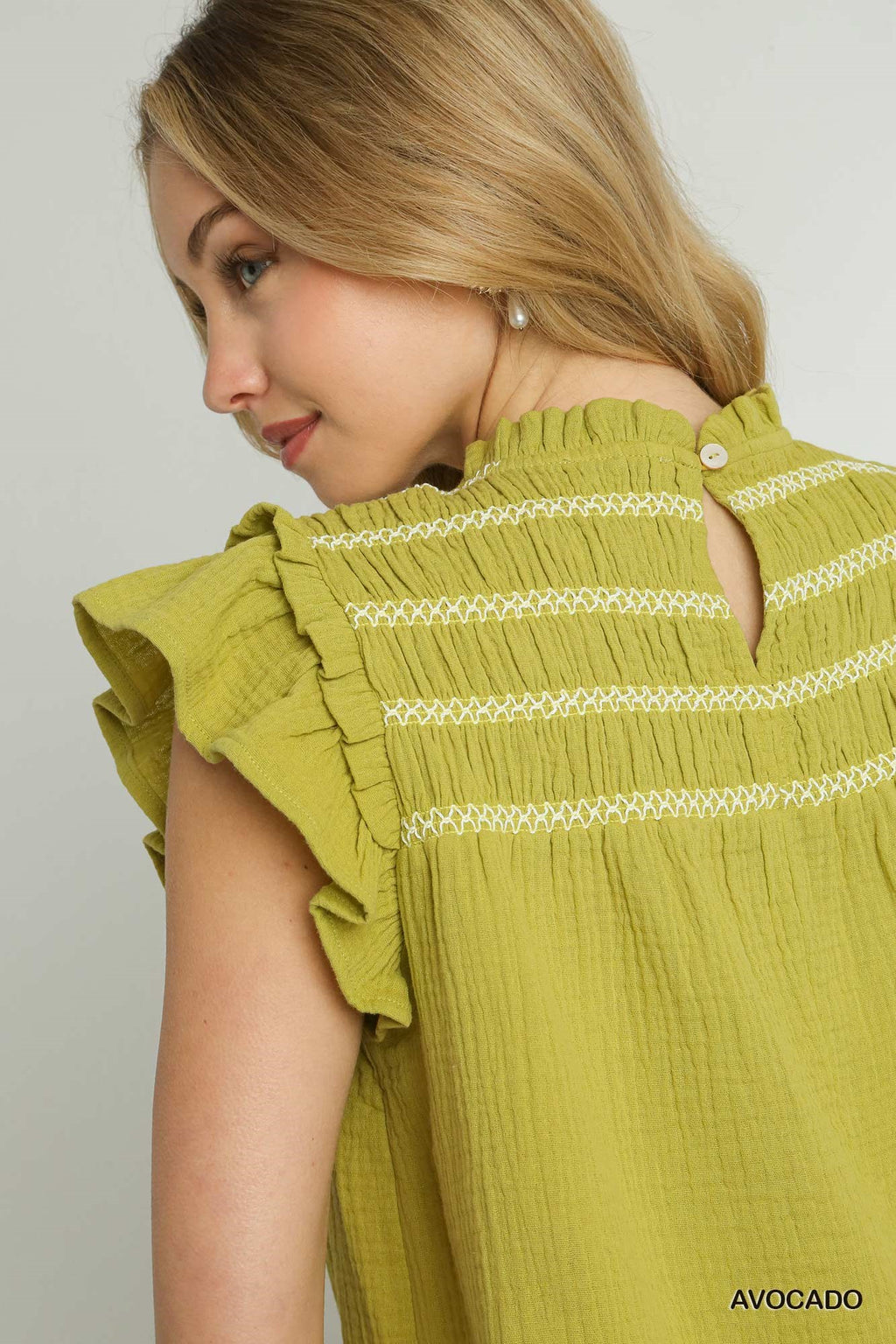 Smocked Top Avocado